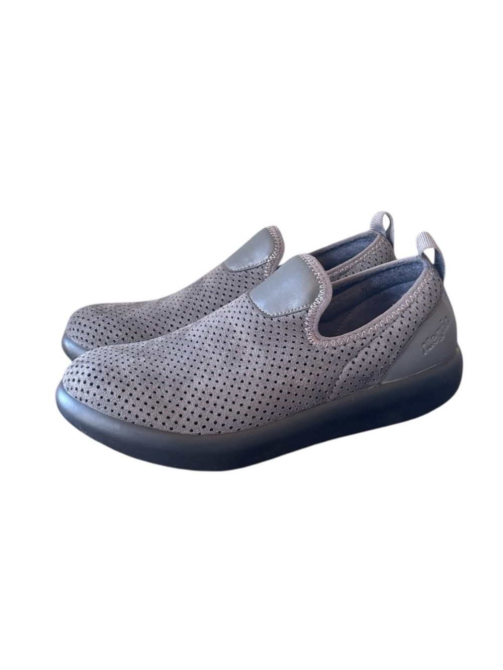 Alegria Eden Gray Perforated Suede Slip On Loafer Size 39